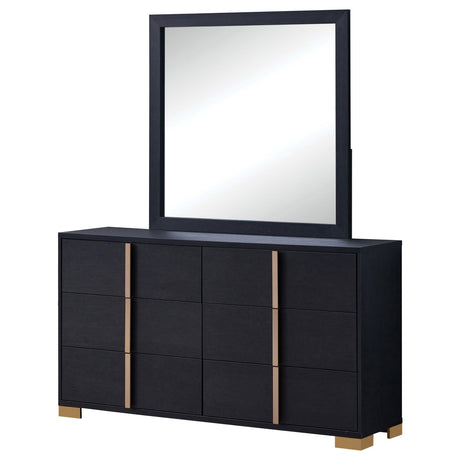 Marceline Black 6-Drawer Dresser with Mirror from Coaster - Luna Furniture