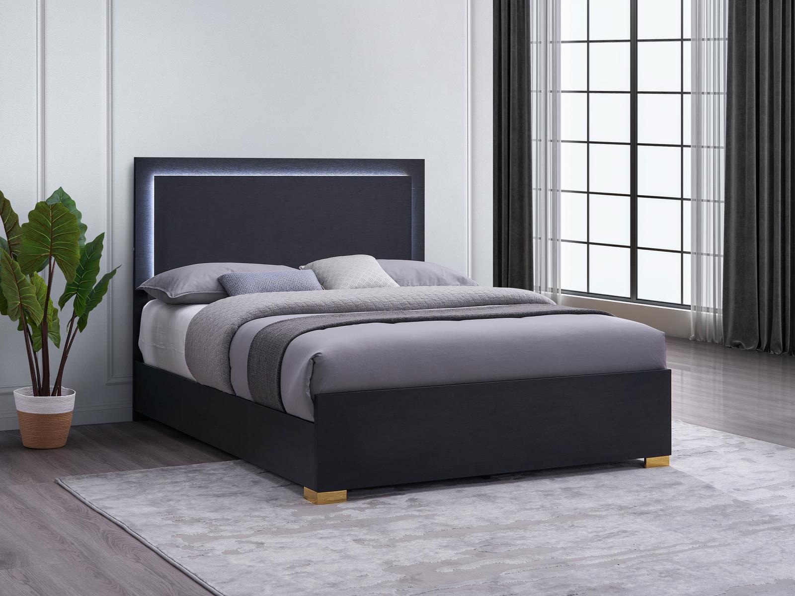Coaster Marceline Queen Bed with LED Headboard Black - Luna Furniture