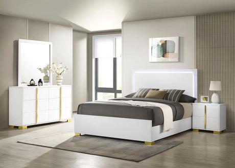 Marceline White 4-Piece Eastern LED King Bedroom Set from Coaster - Luna Furniture