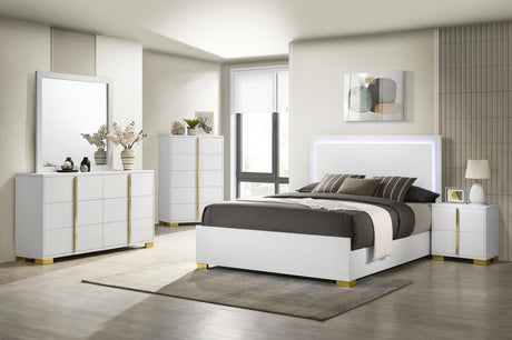 Marceline White 5-Piece LED Full Bedroom Set from Coaster - Luna Furniture