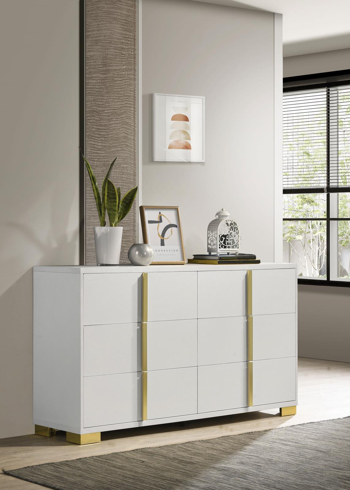 Marceline White 6-Drawer Dresser from Coaster - Luna Furniture
