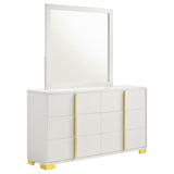 Marceline White 6-Drawer Dresser with Mirror from Coaster - Luna Furniture