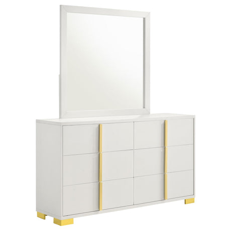 Marceline White 6-Drawer Dresser with Mirror from Coaster - Luna Furniture