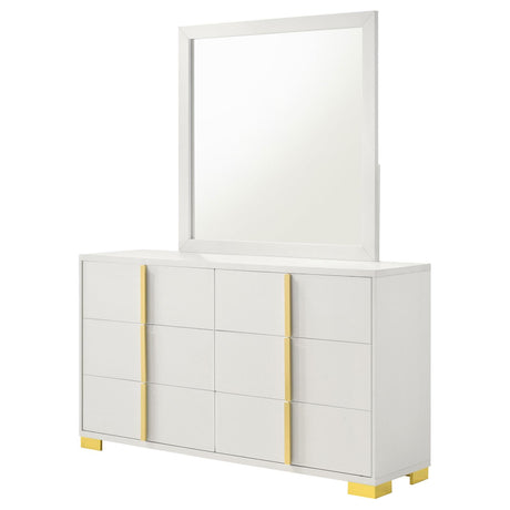 Marceline White 6-Drawer Dresser with Mirror from Coaster - Luna Furniture