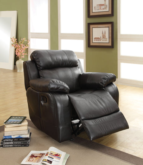 Marille Black Bonded Leather Reclining Chair from Homelegance - Luna Furniture