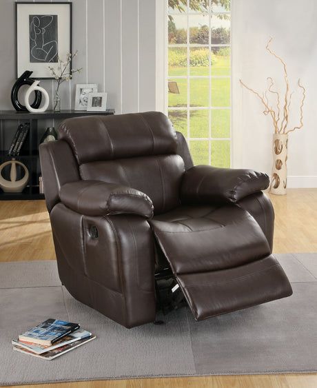 Marille Brown Bonded Leather Reclining Chair from Homelegance - Luna Furniture