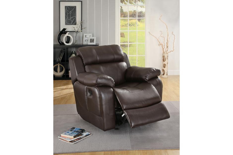 Marille Brown Bonded Leather Reclining Chair from Homelegance - Luna Furniture