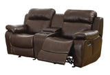 Marille Brown Bonded Leather Reclining Loveseat from Homelegance - Luna Furniture