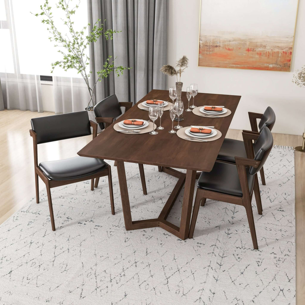 Marina Mid-Century Modern Solid Wood Dining Table in Brown from Midinmod - Luna Furniture