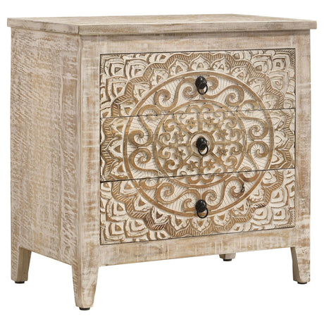 Mariska White Distressed 3-Drawer Wooden Accent Cabinet from Coaster - Luna Furniture