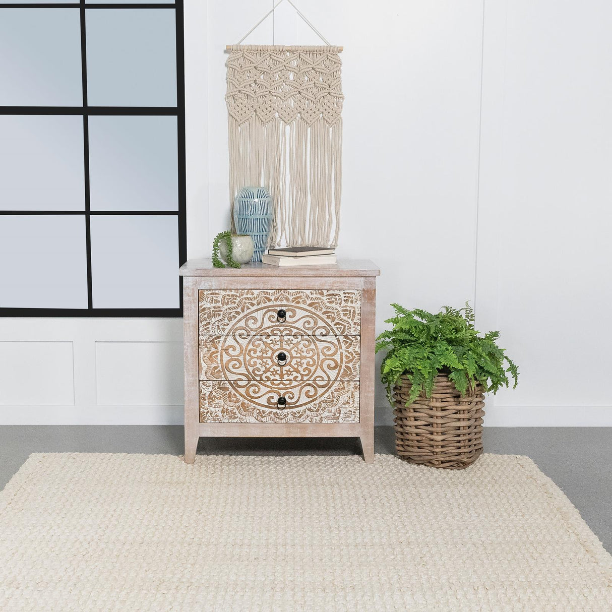 Mariska White Distressed 3-Drawer Wooden Accent Cabinet from Coaster - Luna Furniture