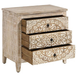 Mariska White Distressed 3-Drawer Wooden Accent Cabinet from Coaster - Luna Furniture