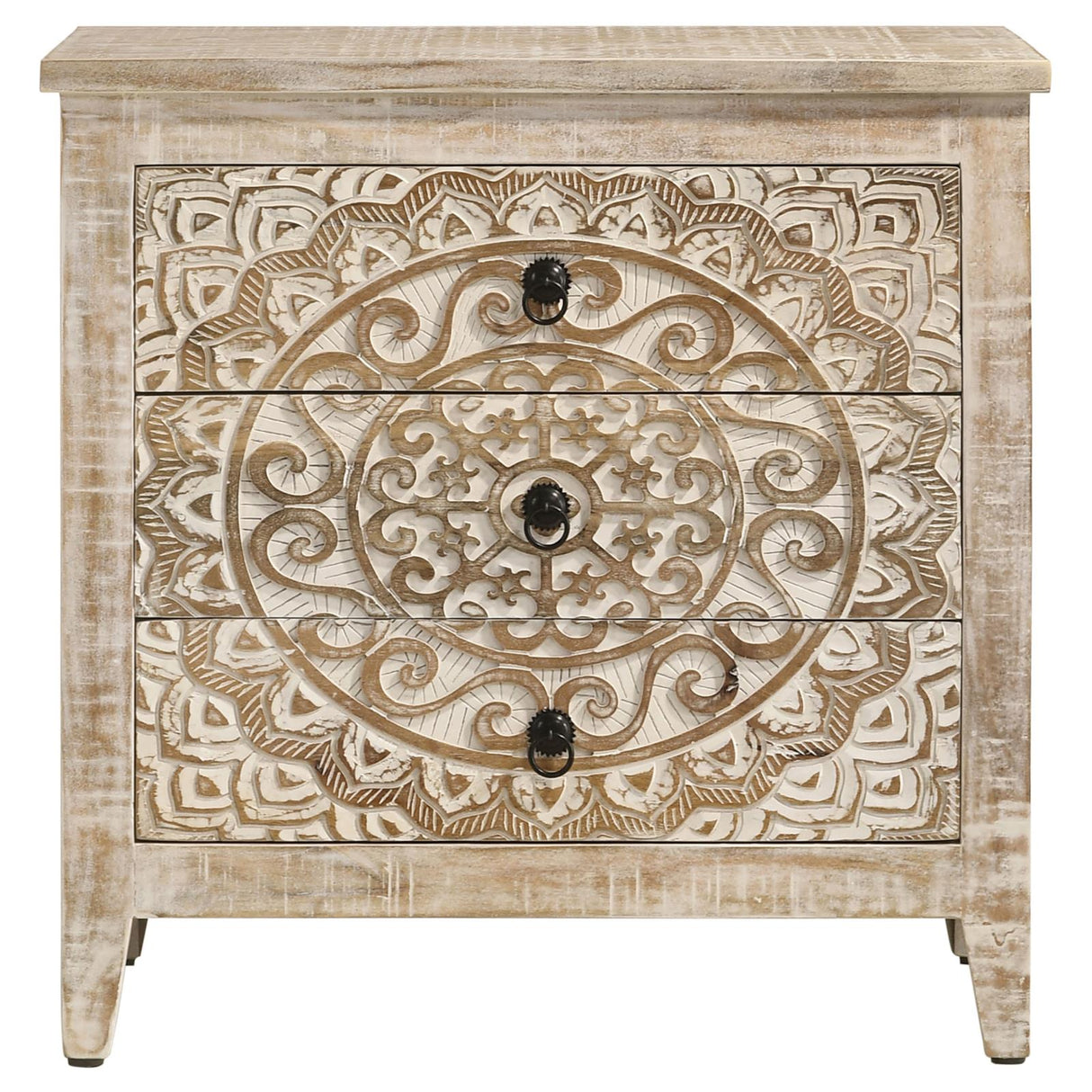 Mariska White Distressed 3-Drawer Wooden Accent Cabinet from Coaster - Luna Furniture