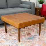 Mark Tan Tufted Square Genuine Leather Upholstered Ottoman from Ashcroft Furniture - Luna Furniture
