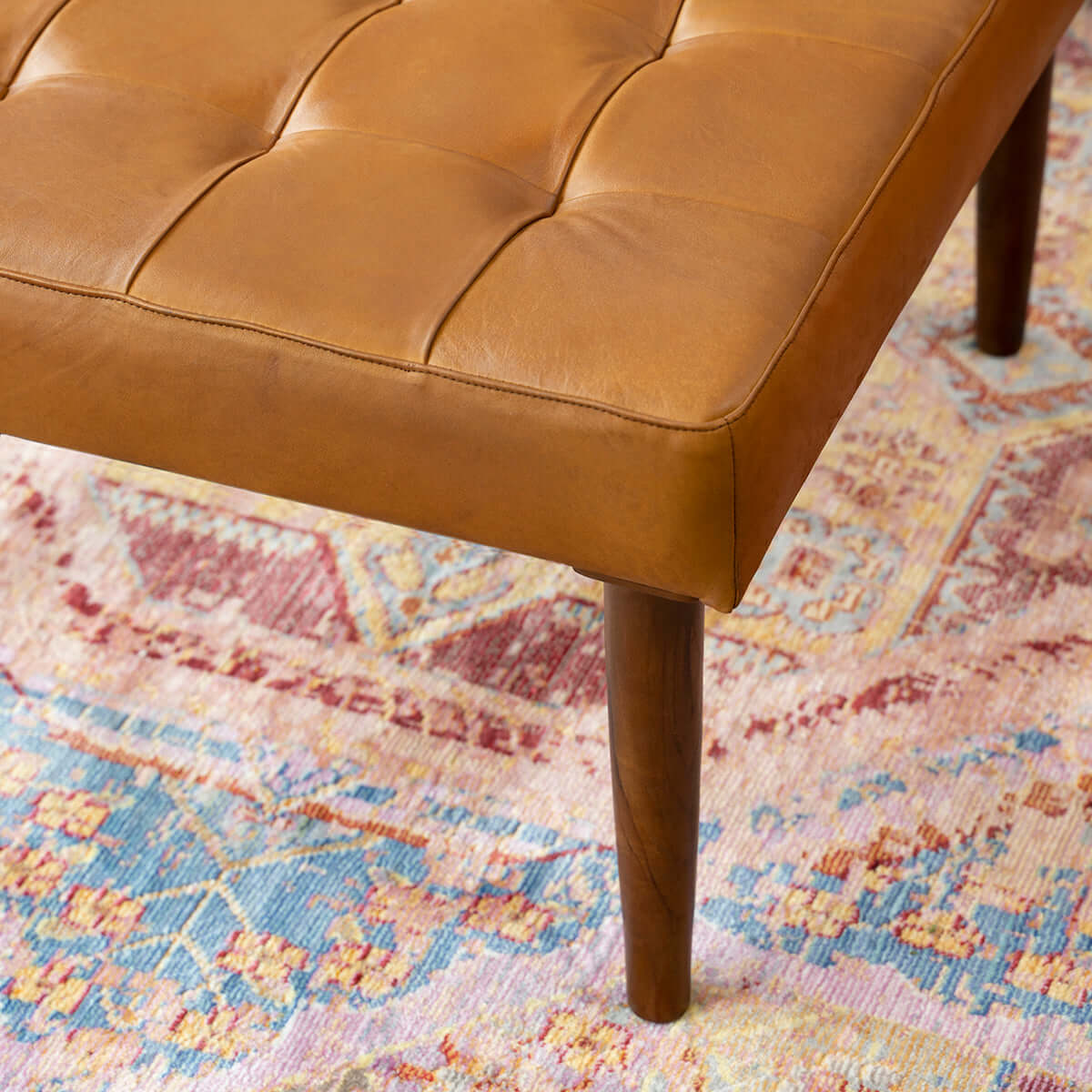 Mark Tan Tufted Square Genuine Leather Upholstered Ottoman from Ashcroft Furniture - Luna Furniture