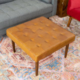 Mark Tan Tufted Square Genuine Leather Upholstered Ottoman from Ashcroft Furniture - Luna Furniture