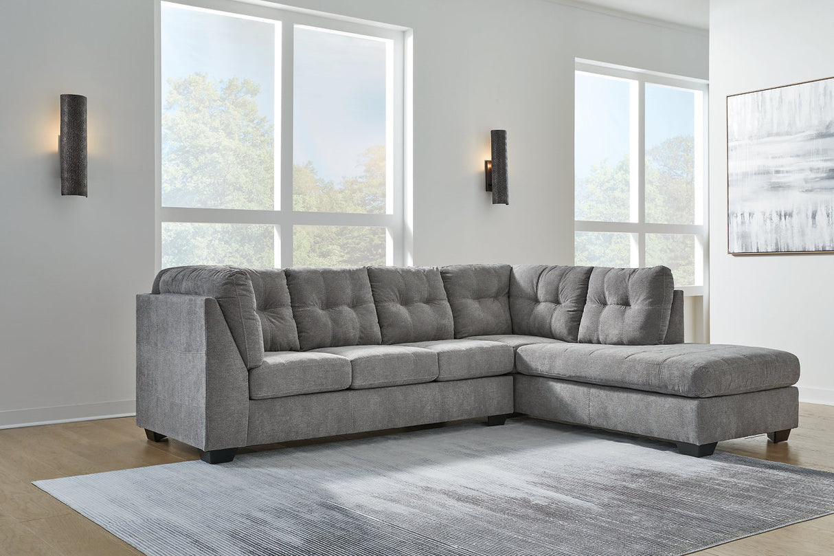 Marleton Gray 2-Piece RAF Chaise Sectional from Ashley Furniture - Luna Furniture
