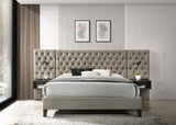 Marley Light Brown Upholstered Queen Platform Bed with Headboard Panels from Coaster - Luna Furniture