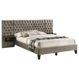 Marley Light Brown Upholstered Queen Platform Bed with Headboard Panels from Coaster - Luna Furniture