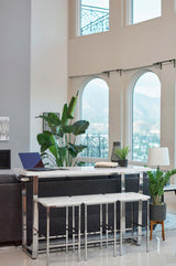 Marmot White Marble and Chrome 4-Piece Rectangle Counter Height Set from Coaster - Luna Furniture