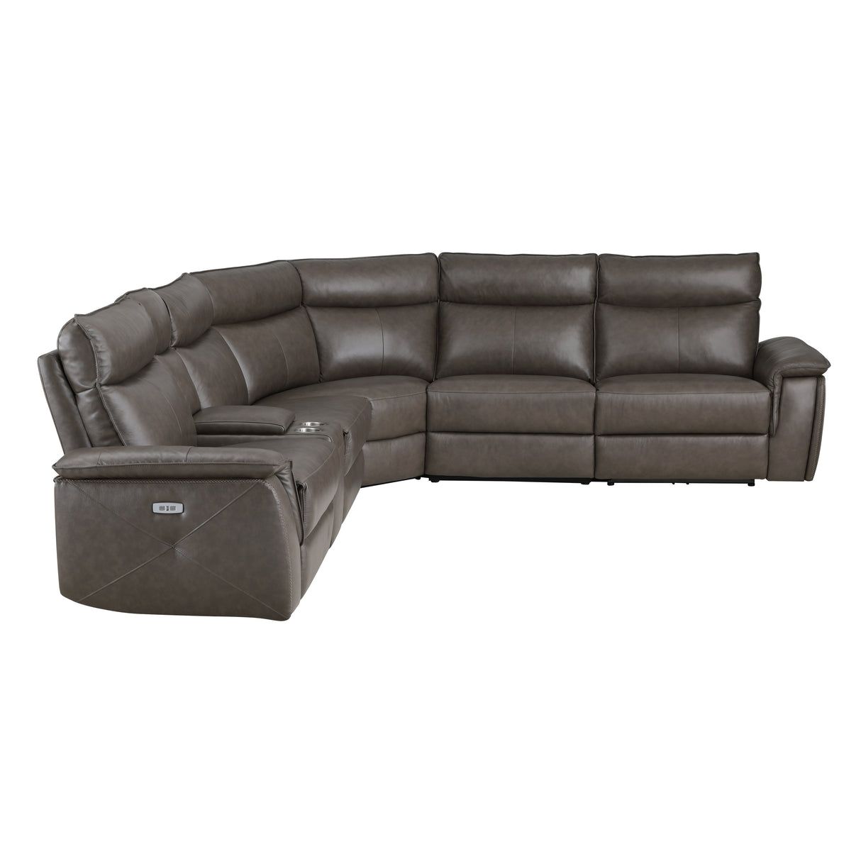 Maroni Dark Brown Leather 6-Piece Modular Power Reclining Sectional from Homelegance - Luna Furniture