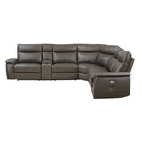 Maroni Dark Brown Leather 6-Piece Modular Power Reclining Sectional from Homelegance - Luna Furniture