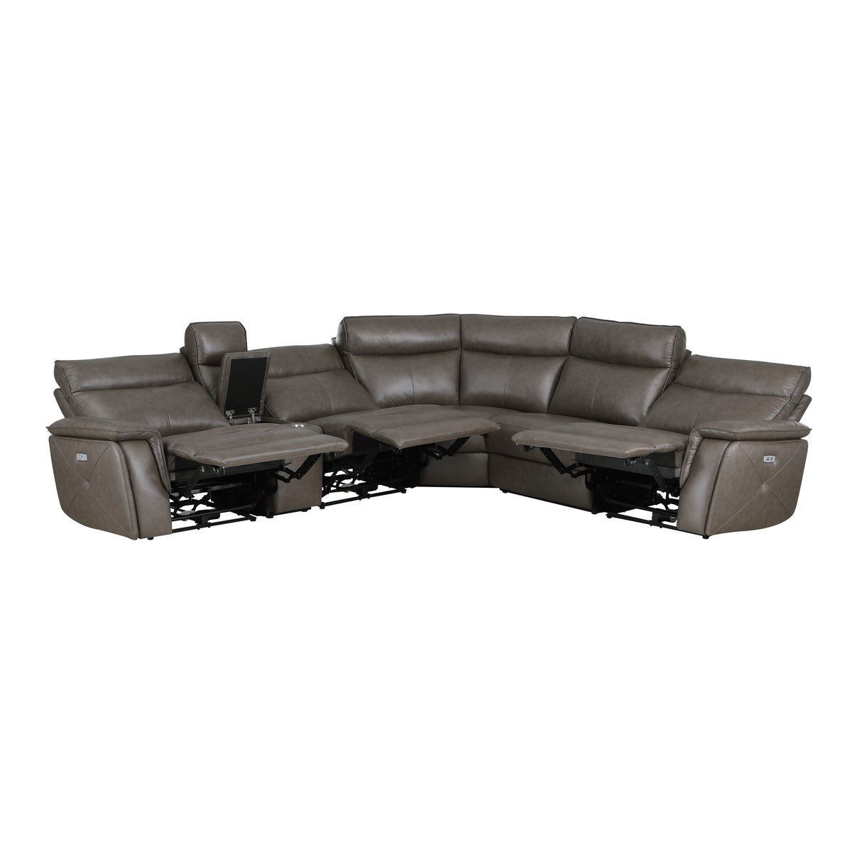 Maroni Dark Brown Leather 6-Piece Modular Power Reclining Sectional from Homelegance - Luna Furniture