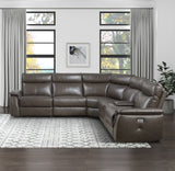Maroni Dark Brown Leather 6-Piece Modular Power Reclining Sectional from Homelegance - Luna Furniture