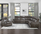 Maroni Dark Brown Leather 6-Piece Modular Power Reclining Sectional from Homelegance - Luna Furniture