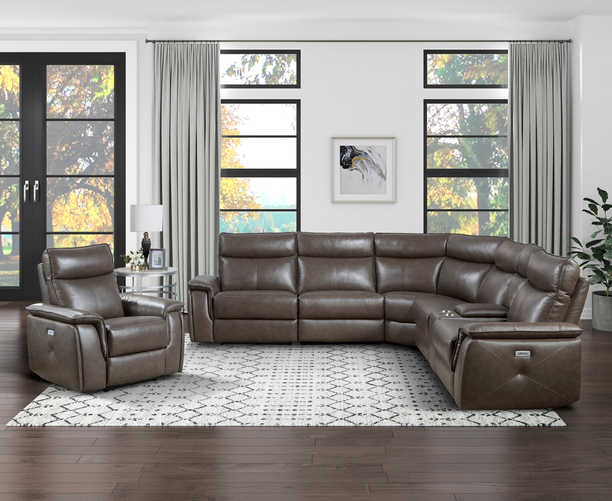 Maroni Dark Brown Leather Power Reclining Chair from Homelegance - Luna Furniture