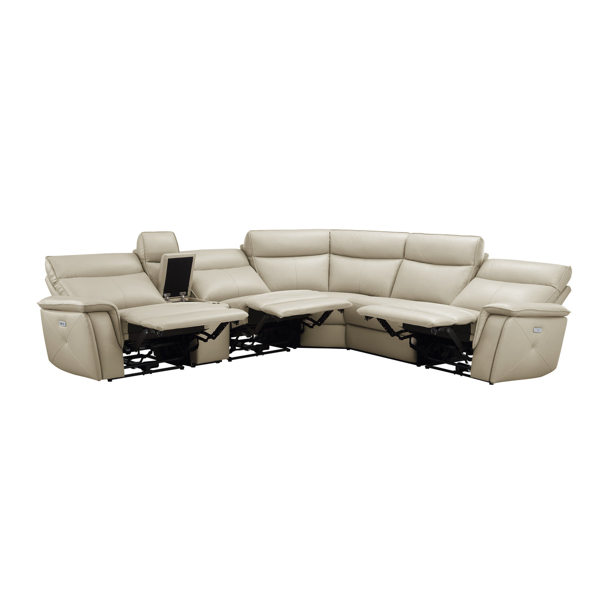 Maroni Taupe Leather 6-Piece Modular Power Reclining Sectional from Homelegance - Luna Furniture