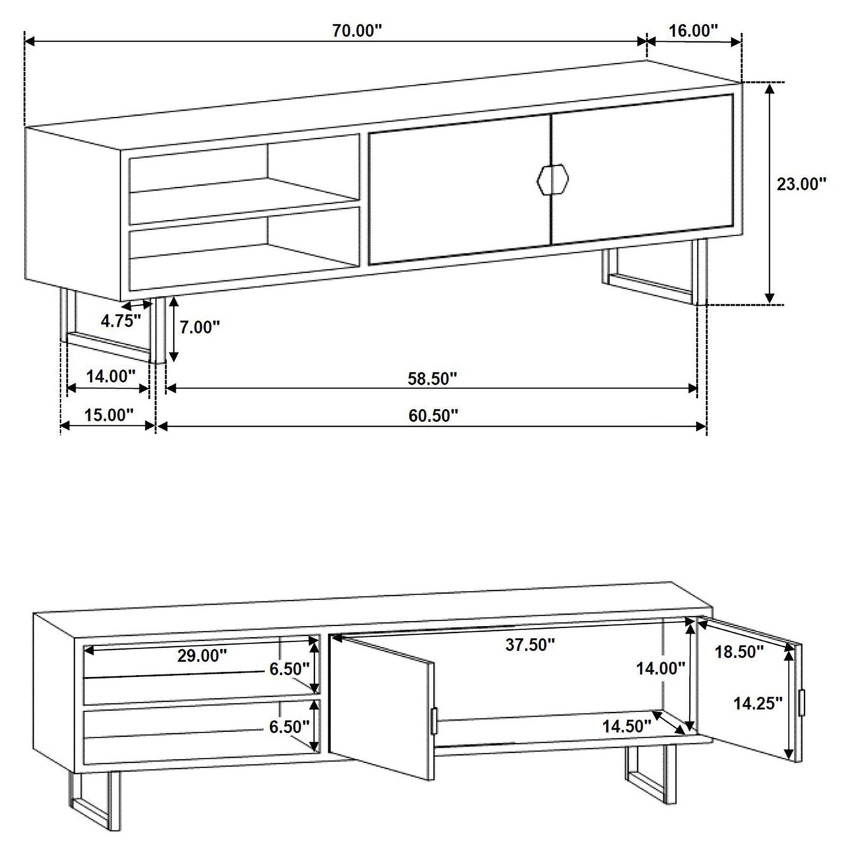 Marsden Charcoal Black 2-Door Wood 70" TV Stand from Coaster - Luna Furniture