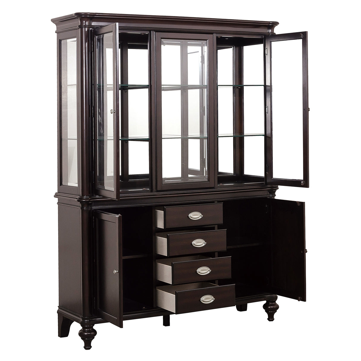 Marston Dark Cherry China Cabinet (Buffet & Hutch) from Homelegance - Luna Furniture
