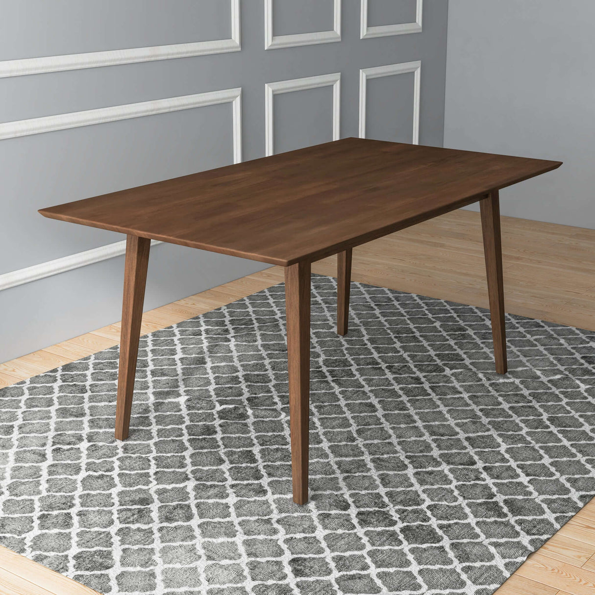 Mary Modern Style Solid Wood Rectangular Dining Kitchen Table Walnut / 63" from Midinmod - Luna Furniture