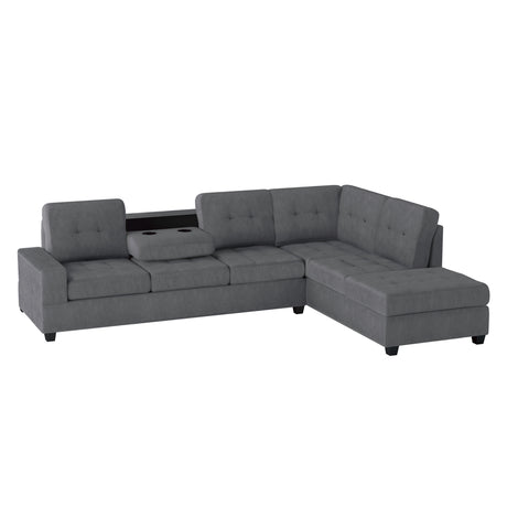 Maston Dark Gray 2-Piece Reversible Sectional with Drop-Down Cup Holders from Homelegance - Luna Furniture