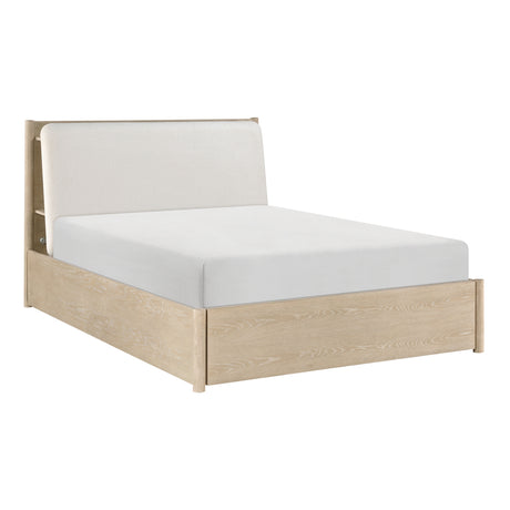 Matteo Light Oak Eastern King Platform Bed with Footboard Storage from Homelegance - Luna Furniture