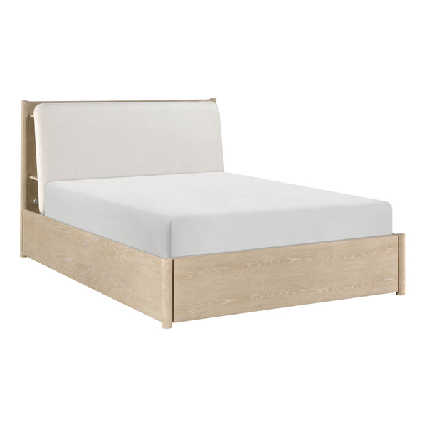 Matteo Light Oak Eastern King Platform Bed with Footboard Storage