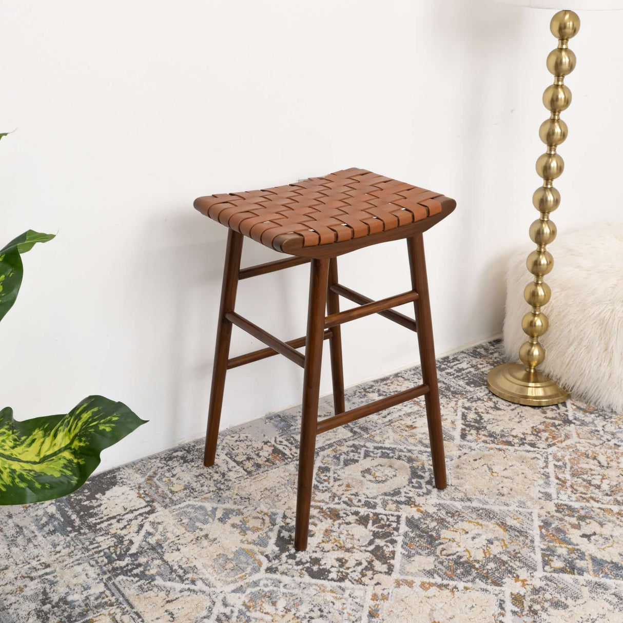 Maya 30" Genuine Leather Stool in Tan from Midinmod - Luna Furniture