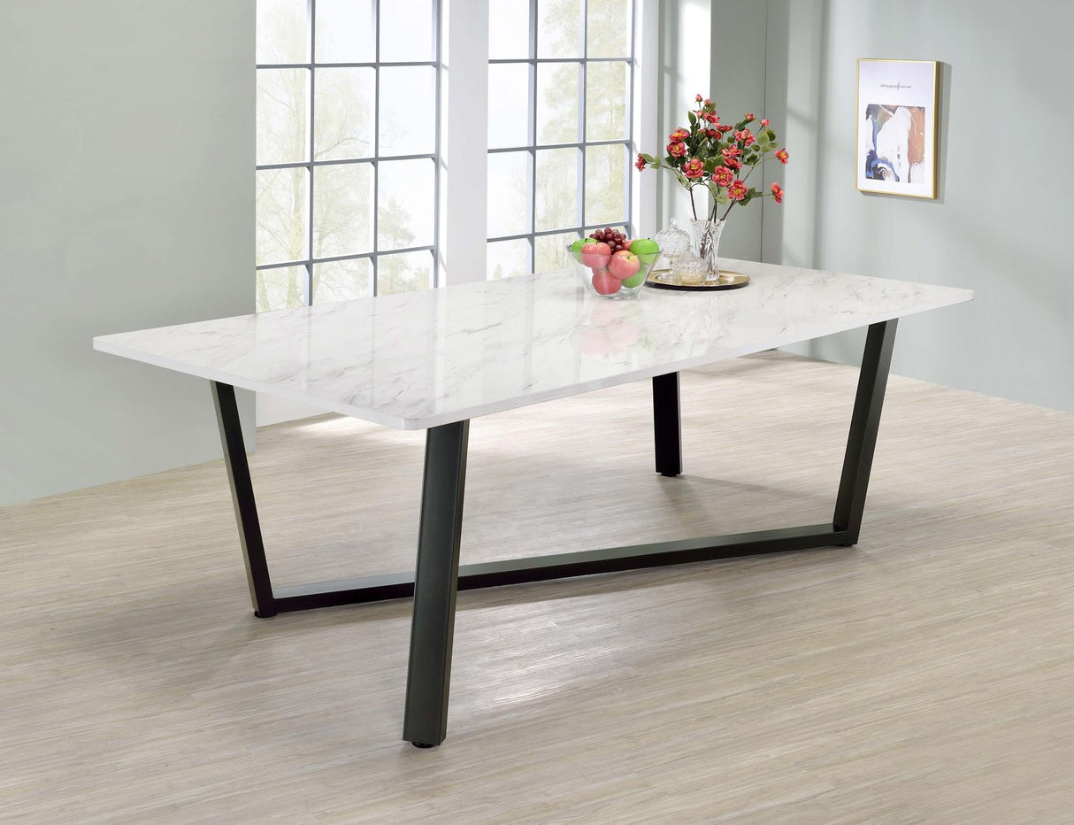 Mayer Gunmetal and White Faux Marble Rectangular Dining Table from Coaster - Luna Furniture