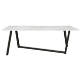 Mayer Gunmetal and White Faux Marble Rectangular Dining Table from Coaster - Luna Furniture