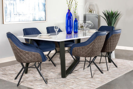 Mayer Gunmetal and White Faux Marble Rectangular Dining Table from Coaster - Luna Furniture