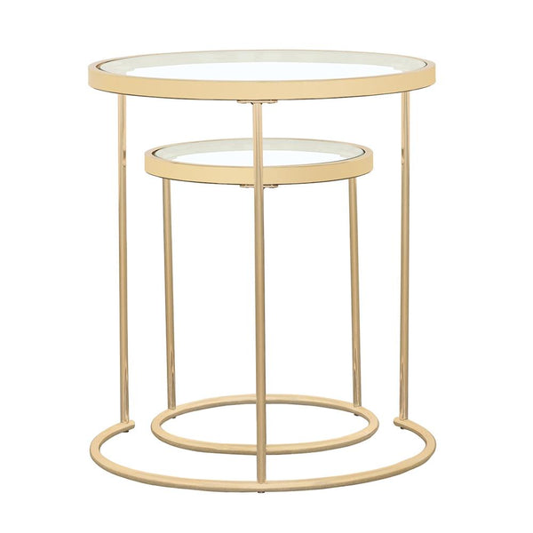 Maylin Gold 2-Piece Round Glass Top Nesting Tables