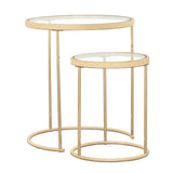 Maylin Gold 2-Piece Round Glass Top Nesting Tables from Coaster - Luna Furniture