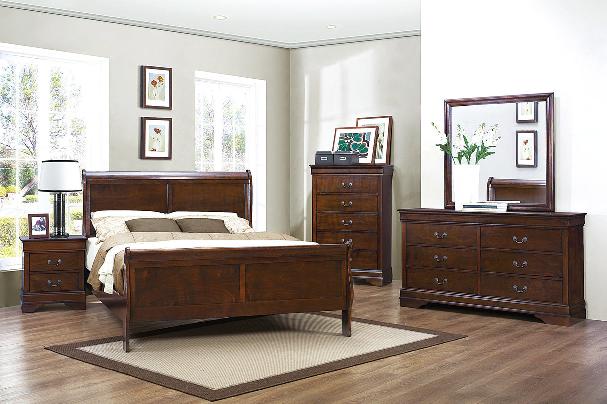 Mayville Brown Cherry Sleigh Bedroom Set from Homelegance - Luna Furniture