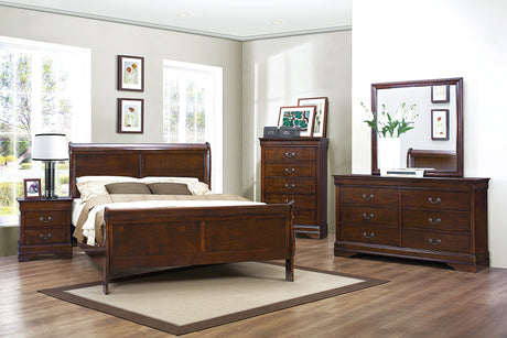 Mayville Brown Cherry Sleigh Bedroom Set from Homelegance - Luna Furniture