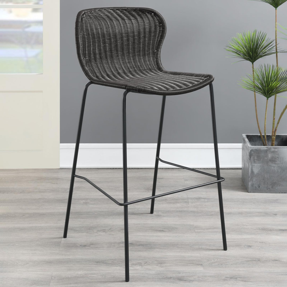 McKinley Brown and Sandy Black Upholstered Bar Stools with Footrest, Set of 2 from Coaster - Luna Furniture