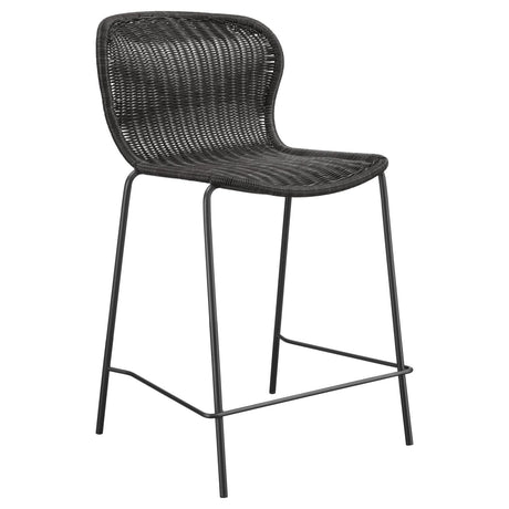 McKinley Brown and Sandy Black Upholstered Counter Height Stools with Footrest, Set of 2 from Coaster - Luna Furniture