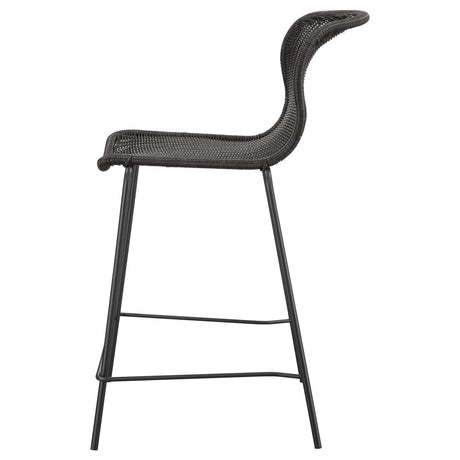 McKinley Brown and Sandy Black Upholstered Counter Height Stools with Footrest, Set of 2 from Coaster - Luna Furniture