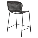 McKinley Brown and Sandy Black Upholstered Counter Height Stools with Footrest, Set of 2 from Coaster - Luna Furniture