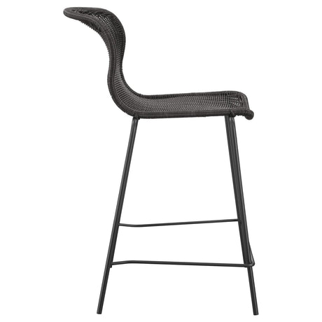 McKinley Brown and Sandy Black Upholstered Counter Height Stools with Footrest, Set of 2 from Coaster - Luna Furniture